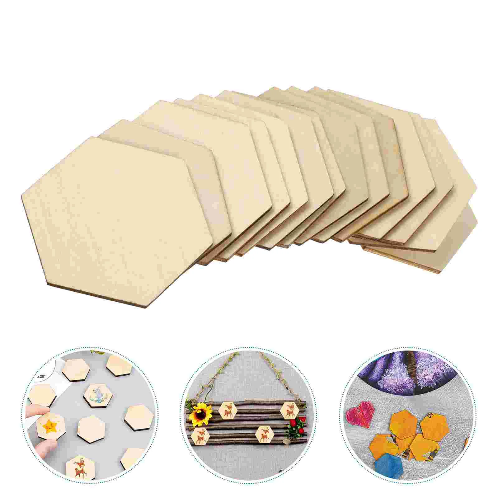 

Sewacc Wooden Pieces Hexagon Wood Shape Wood Geometric Cutout Unfinished Hexagon Shape Wooden Slices Blank Diy Arts