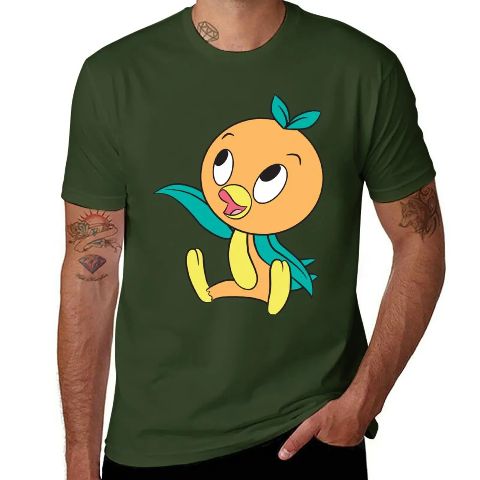 Orange Bird Sitting Iconic T-Shirt Anime Plus Size Sweat Manica Corta Tee Men