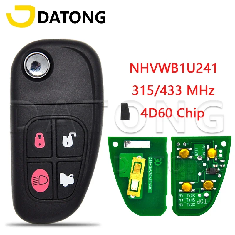 

Datong World Car Remote Key For Jaguar X S Type 1999-2009 XJ XJR 315/434 Mhz 4D60 Chip Auto Smart Control Replace Flip