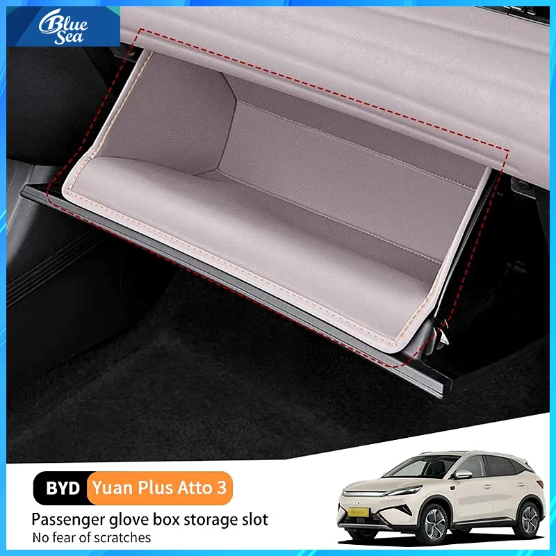 For Byd Yuan Plus Atto 3 2022-2025 Car Passenger Glove Box Storage Slot Pad Organizer Case Leather Protector Mat Wear Resistant