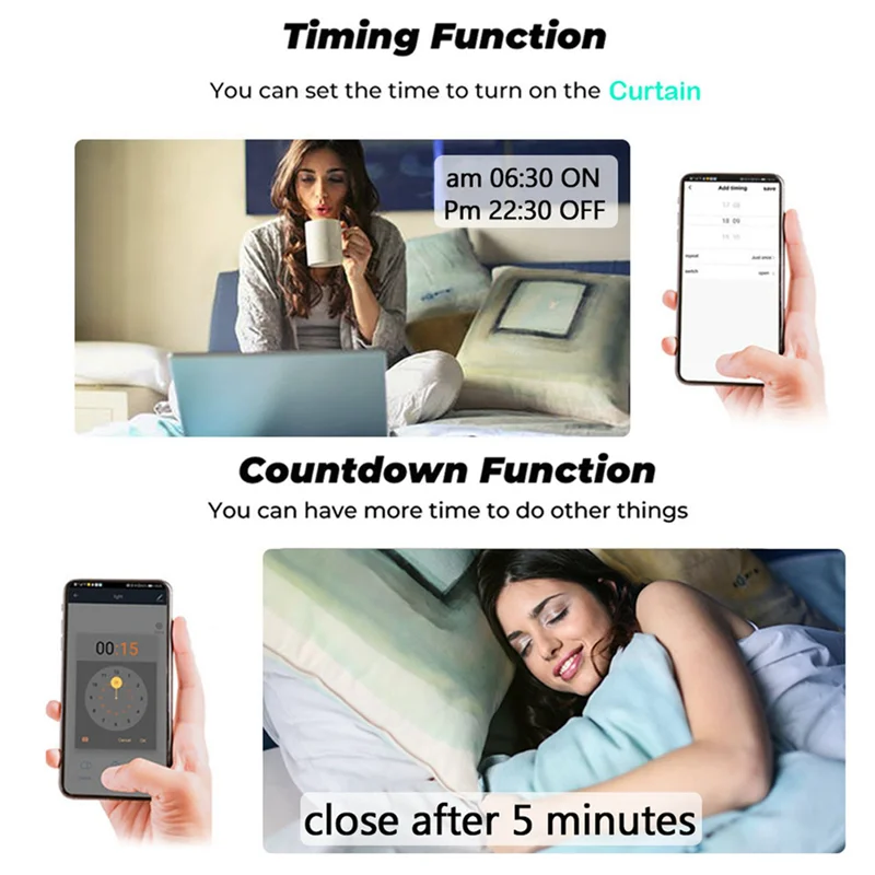 AB41-Tuya 스마트 라이프 와이파이 433Mhz 블라인드 커튼 스위치, 전동 롤러 셔터 제어용 RF 리모컨 포함, 4RC 2RE