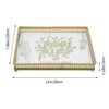 1pc Muslim Painting Eid Metal Plate Square Service Tray Party Supplies (Golden) Service Plate Eid Tray 2