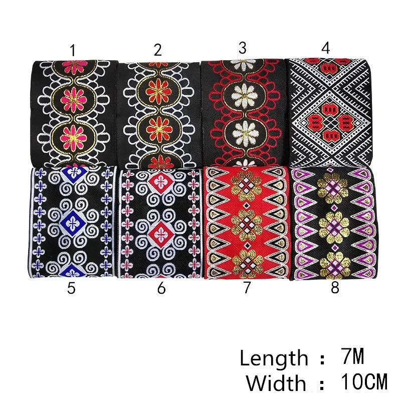 Ribbon Decoration Webbing Craft Supplies Ribbon Supplies Cotton Webbing Tapes Lace Trim Ribbon Fabric Craft Supplies 1M Embroidery Ethnic Jacquard Webbing Woven Tape Lace Ribbon Trim Width 10cm Tribal Boho DIY Garment Bag Accessories
