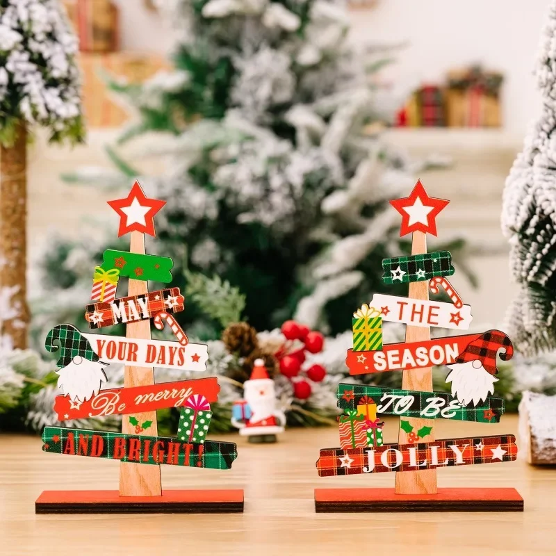 

New Christmas Decorations Christmas Tree Ornaments Wooden Ornaments Creative Letter Tree Tabletop Ornaments