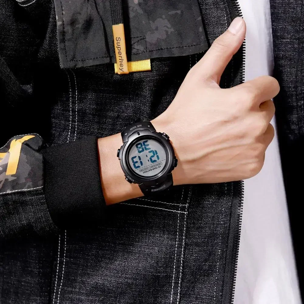 SKMEI 1560 Mens Digital 100M Waterproof Wrist Watch  Men 2 Time 10 Year Battery Alarm Clock reloj hombre Sport Fitness Watches 4
