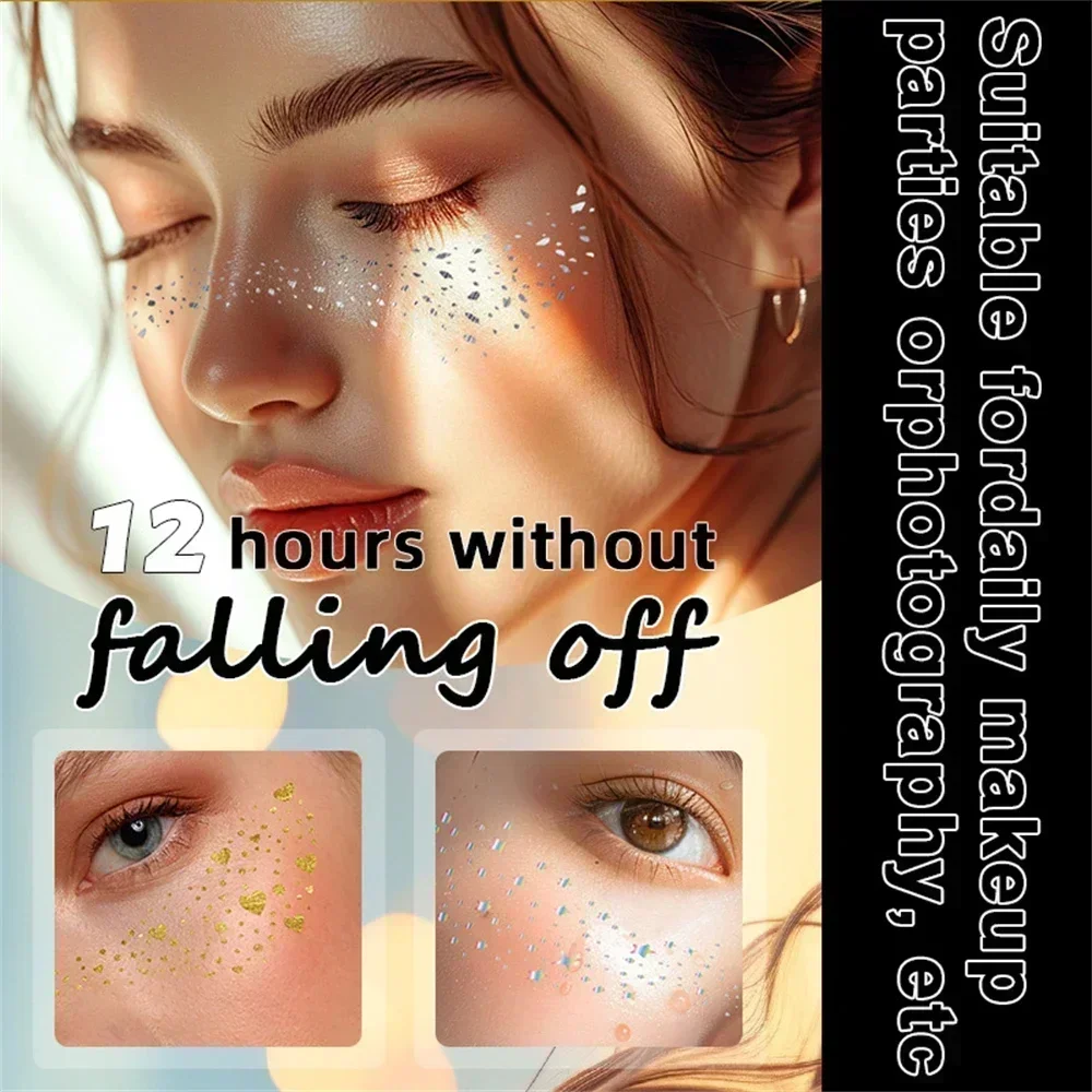 6pcs Hot Stamping Freckles Makeup Patches Metallic Radiation Golden Silver Fake Freckles Temporary Tattoo Stickers Face Makeup 5