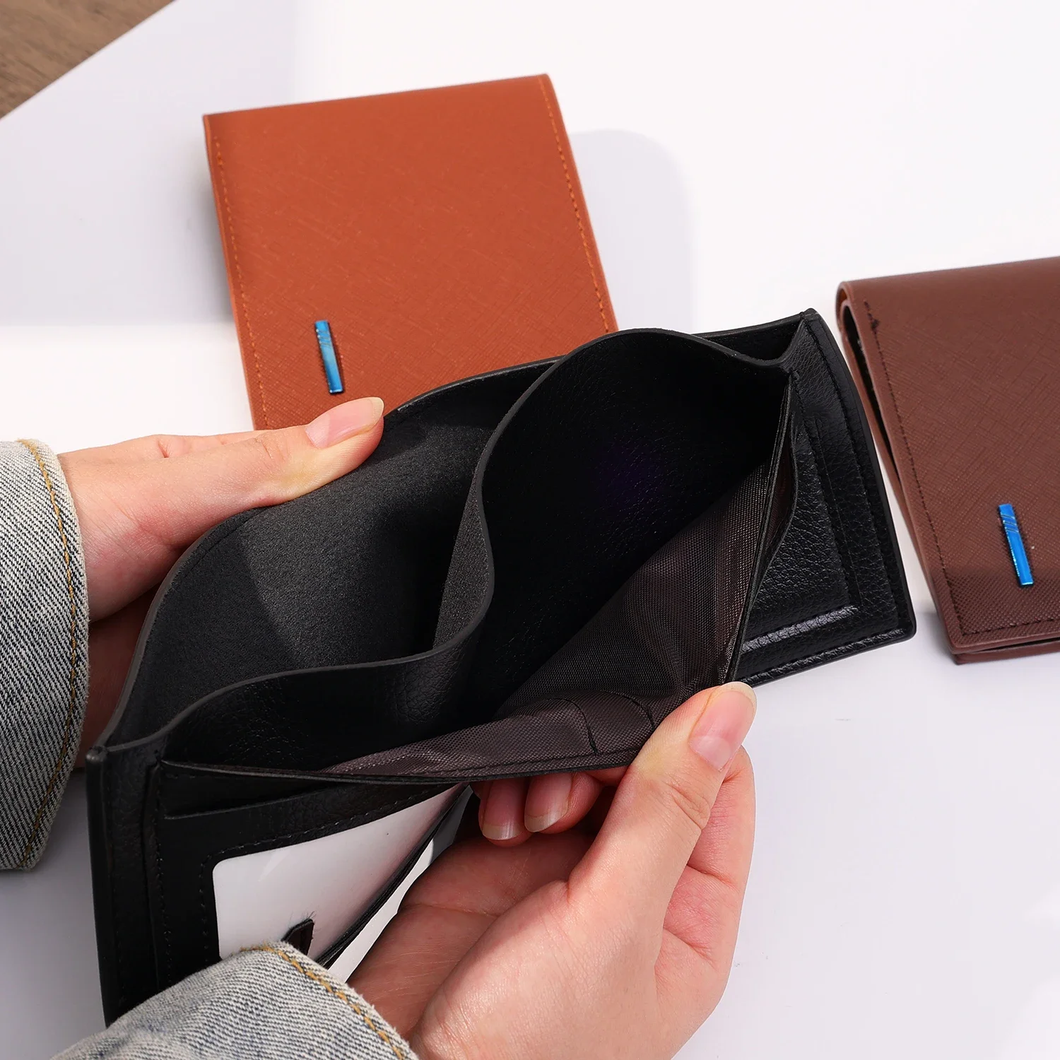 Men Short Bifold Faux Leather Masculina Billetera Credit ID Card Holder Wallet Billfold Purse Clutch Solid Hombre Business Slim