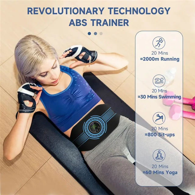 Abdominal Toning Belt EMS Muscle Stimulator Toner Waist Body Slimming Shaping Waist Arm Leg Massage Lose Weight Home Fitness 6