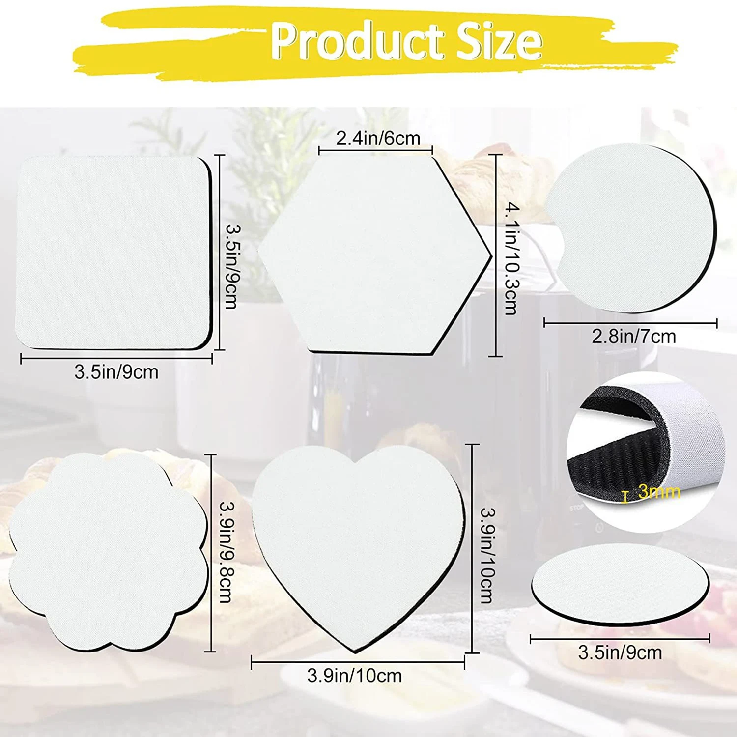 20 PCS Sublimation Blank Car Coasters, White Round Rubber Cup Mat Pad for  DIY Crafts Sublimation Heat Transfer Press Printing Vinyl Projects, Blanks