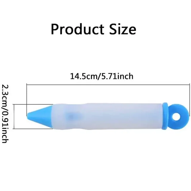 Silicone Food Writing Pen Decorating Pen with 4 Patterns of Icing Piping Pen Tips Cookie Cream Pastry Decorating Pens for Baking 5