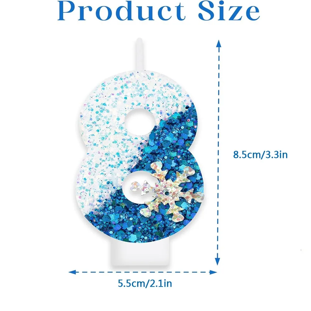 Snowflake-Themed  Birthday Candles Sparkling Cake Topper Decorations for Kids Party Supplies Festive Celebration Accessories