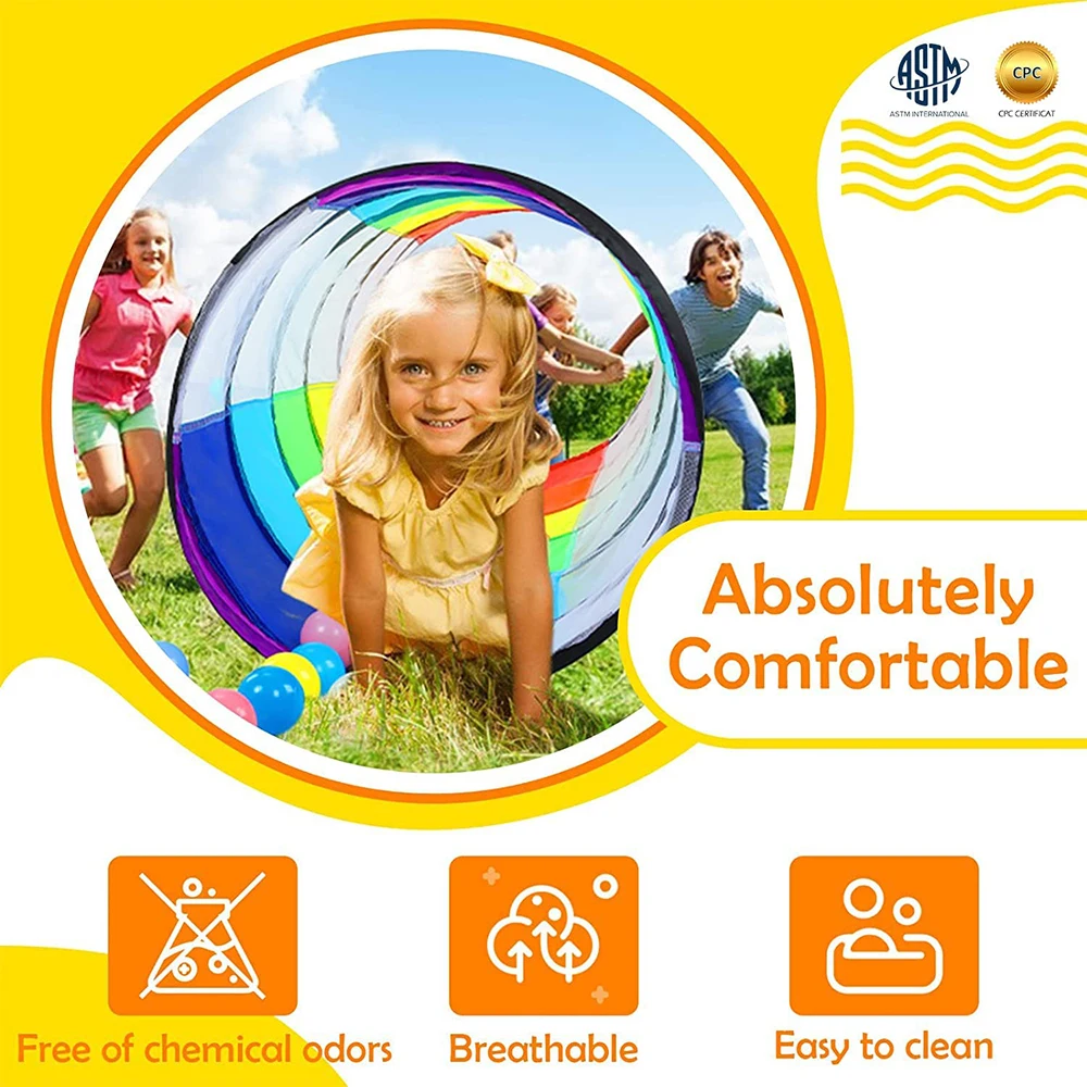 Kids Play Tunnel Tent for Toddlers Colorful Pop Up Crawl Toy for Baby or Pet with Breathable Mesh Collapsible Gift for Game 5