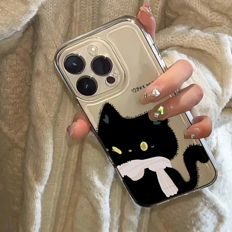 Charming Cartoon Cat Couple Clear Phone Case