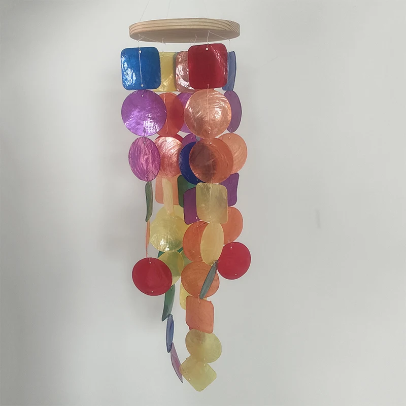 Art Work Capiz Garden Wind Chimes with Cool, Natural Zen Charm, Soft Tones, Beautiful Colors, and Easy Hanging Loop