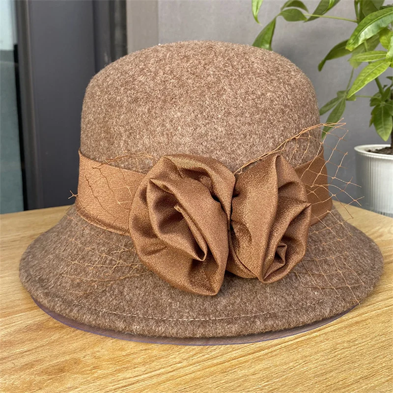 

Фетровые шляпы Fedoras для женщин, женские зимние австралийские шерстяные винтажные Цветочные женские модные французские фетровые шляпы-федоры