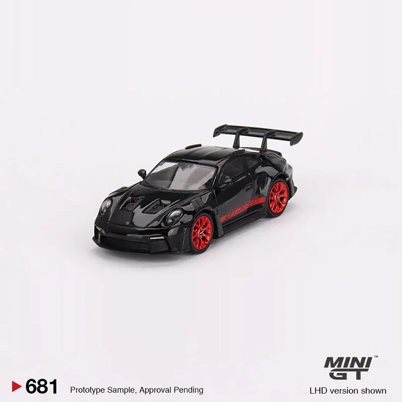 

Миниатюрная модель автомобиля 1:64 PORS 911 (992) GT3 RS из сплава под давлением, модель автомобиля #681 черная с красным пиро