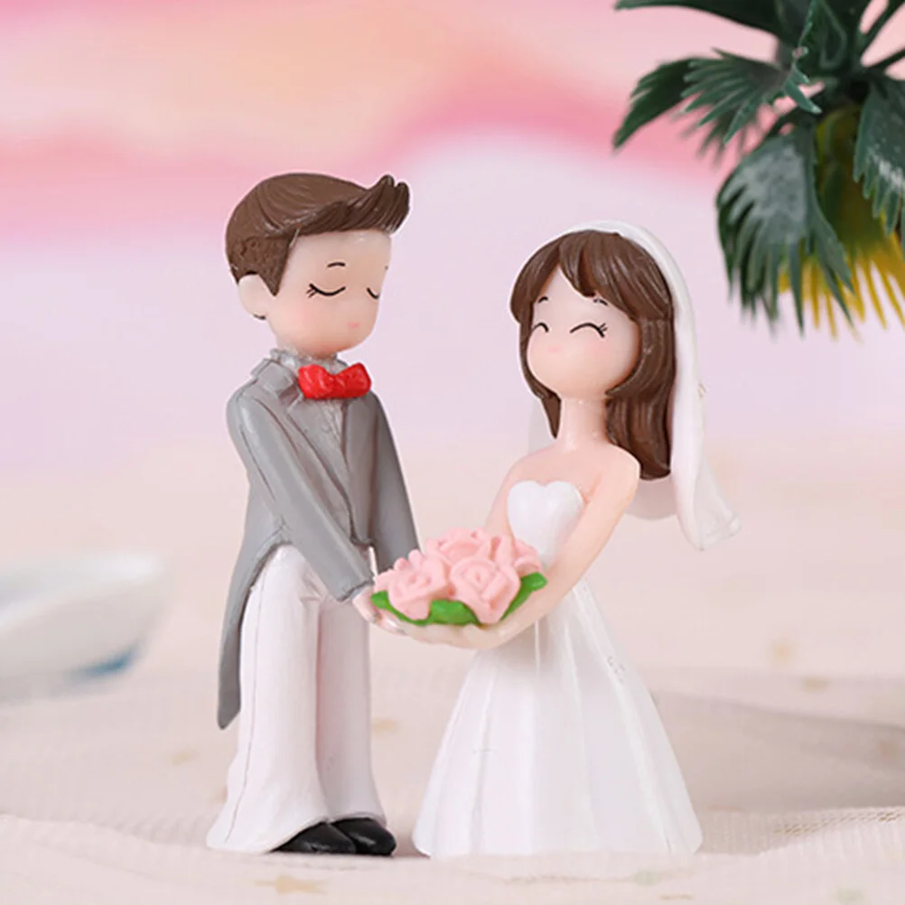 

2 Pairs Fairy Figurines Model Couple Ornaments Adorable Resin Miniature Cute Lovers