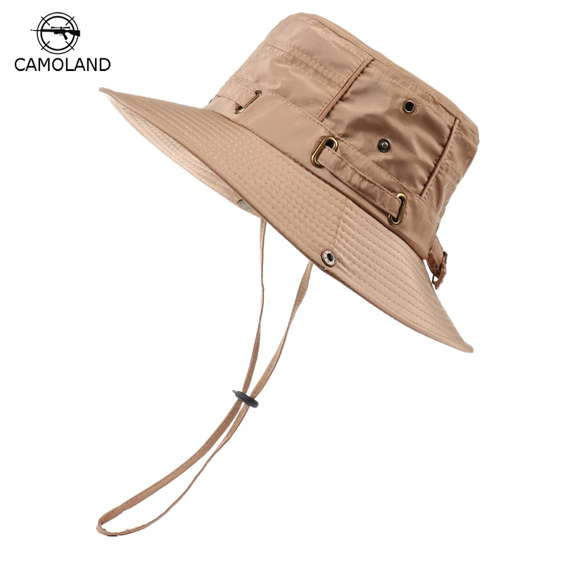 

CAMOLAND Panama Bucket Hat Outdoor Sun Protection Hats For Men Fashion Bucket Hat Sun Visor Fisherman's Hat Anti-UV Sun Caps