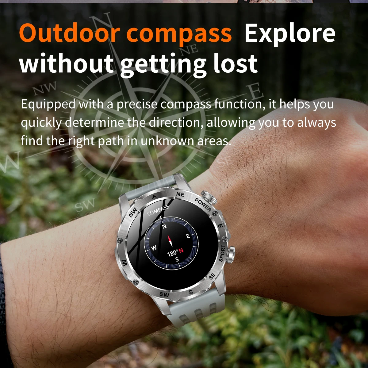 Smartwatch outdoor para hombre con brújula y linterna led_voghion.com