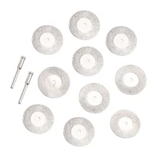 

10Pcs 40mm Mini Sharp Diamond Cut Off Rotary Cutting Disc Disks DIY Tool with 2Pcs rod Jade cutting piece Accessories For Dremel