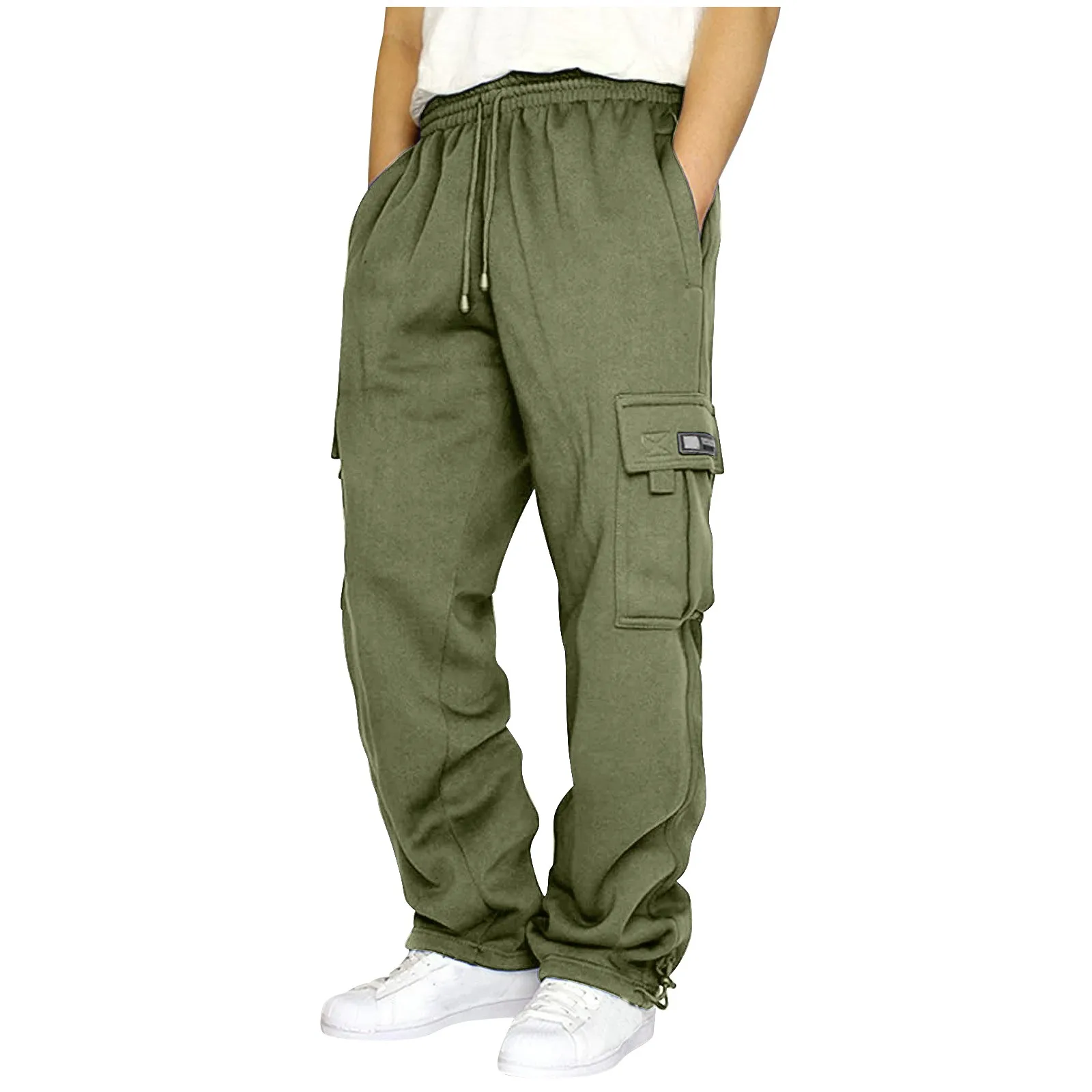 50936-d84b61.jpg Men's Rope Loosening Waist Solid Color Pocket Trousers Loose Sports Trousers 4 - Image 1
