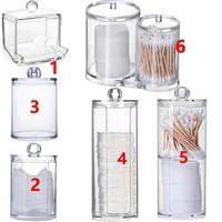 Jewelry Storage Box Holder and Candy Jars Acrylic Round Qtip Container Cosmetic Makeup Cotton Multifunctional Pad Organizer 1