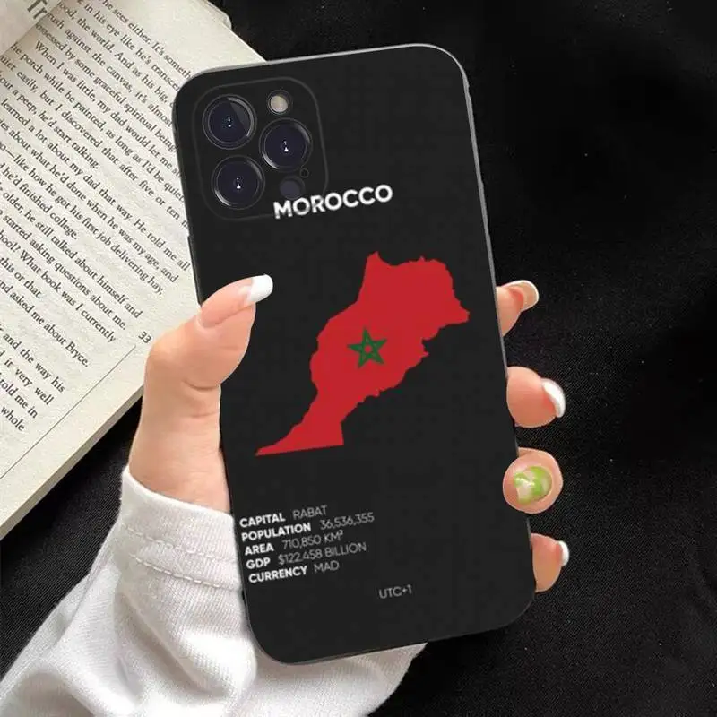 thumbnail image 1 of Funda de silicona suave con bandera de Marruecos para iPhone 14, 13, 12, 11 Pro, Mini, XS, MAX, 8, 7, 6 Plus, X, XS, XR, 1 of 5