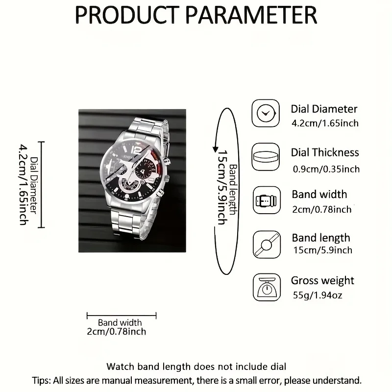 4 قطع كوارتز عصرية للرجال - حزام من الفولاذ المقاو...