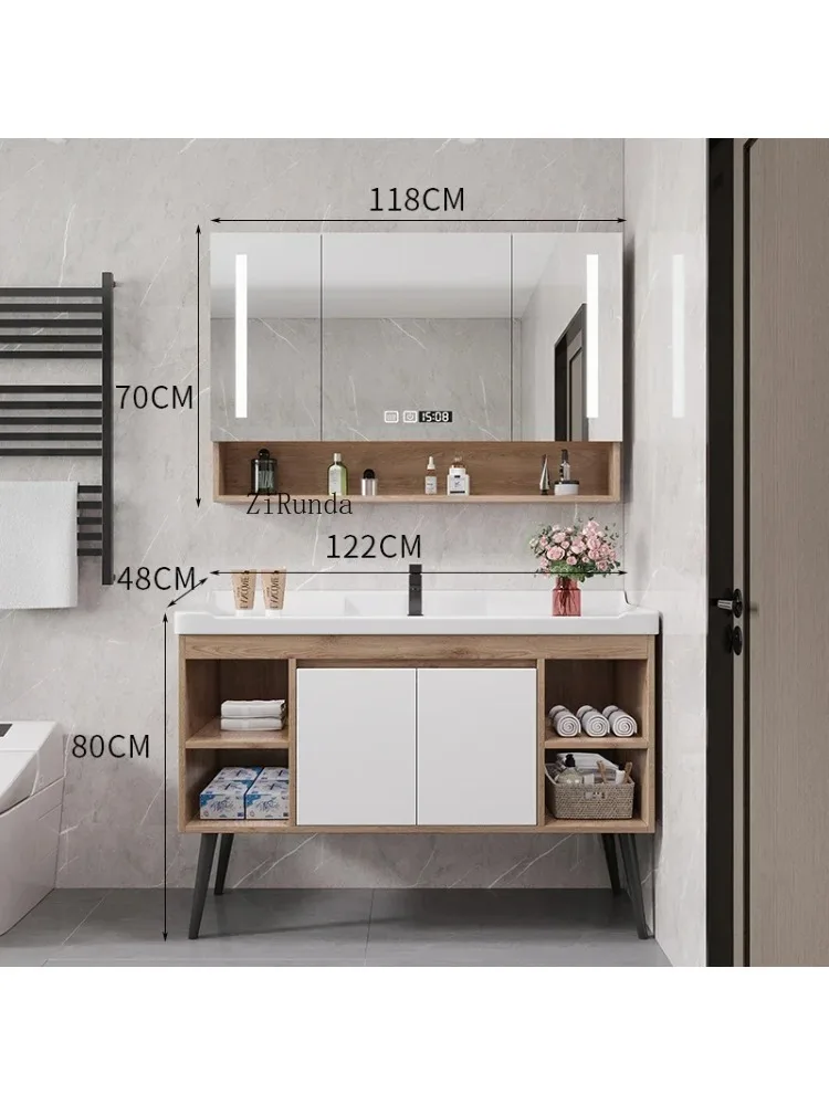 ic Luxury Bathroom Cabinets Multifunction Vanity with Sink Mirror Cabinets with Lamp Simple Home Furniture Arredo