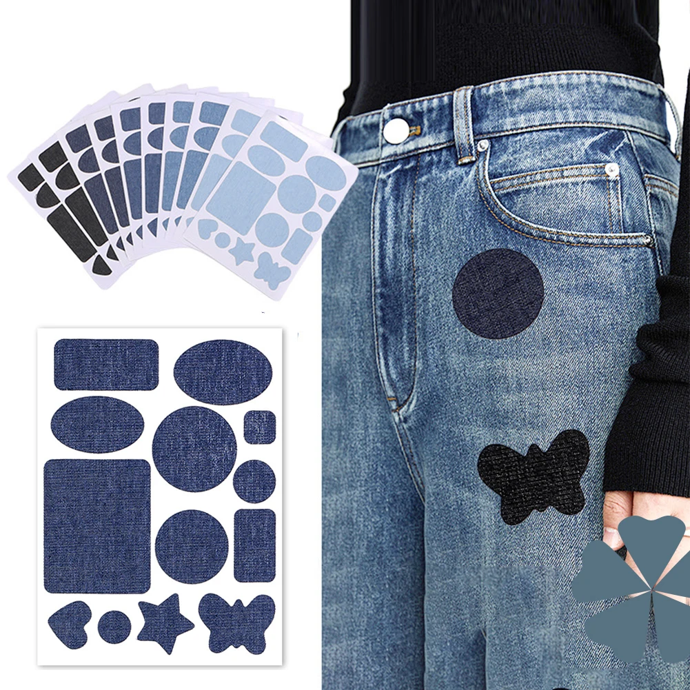 DIY Self-Adhesive Clothing Patches Cut Denim Fabric Stickers Repair Patches for Jean Clothing Pants Elbow Knee Clothing Stickers