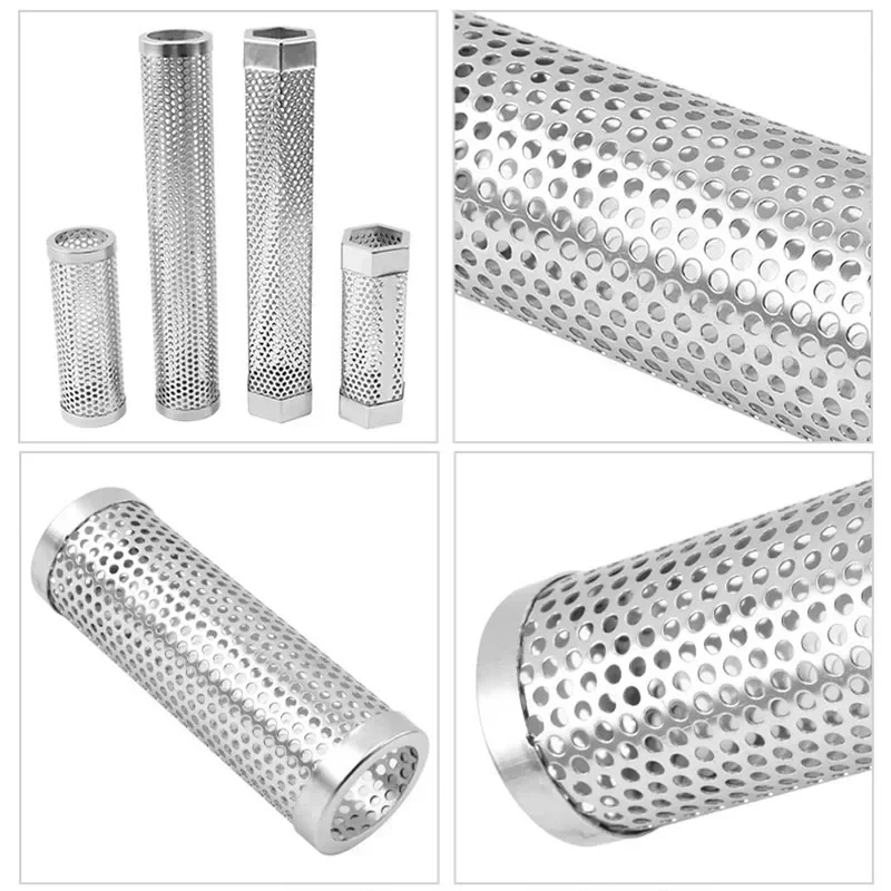 Stainless Steel BBQ Smoker Grill Tube Perforated Mesh Smoker Tube Filter Gadget Generator Pellet Smoking BBQ Accessories Tools