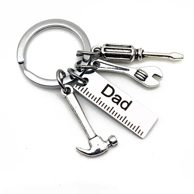 Dad Letters Keychains Creative Hammer Screwdriver Wrench Keyring Handbag Decor Tassel Hanging Pendant Father's Day Gifts pop keychain toys
