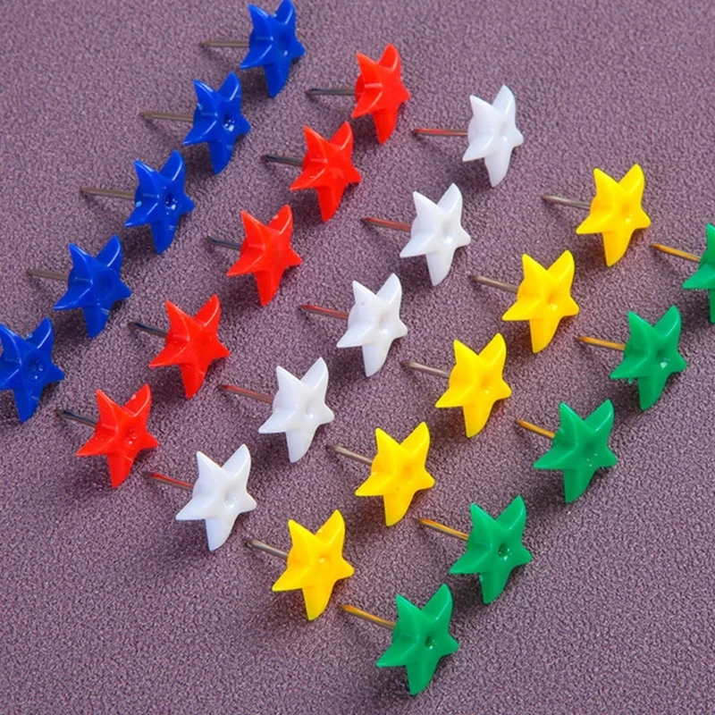 Map Push Pins Star Shape Drawing Pins Map Set for Pin Board Thumb Tacks with Plastic Heads and Steel Points Pack of