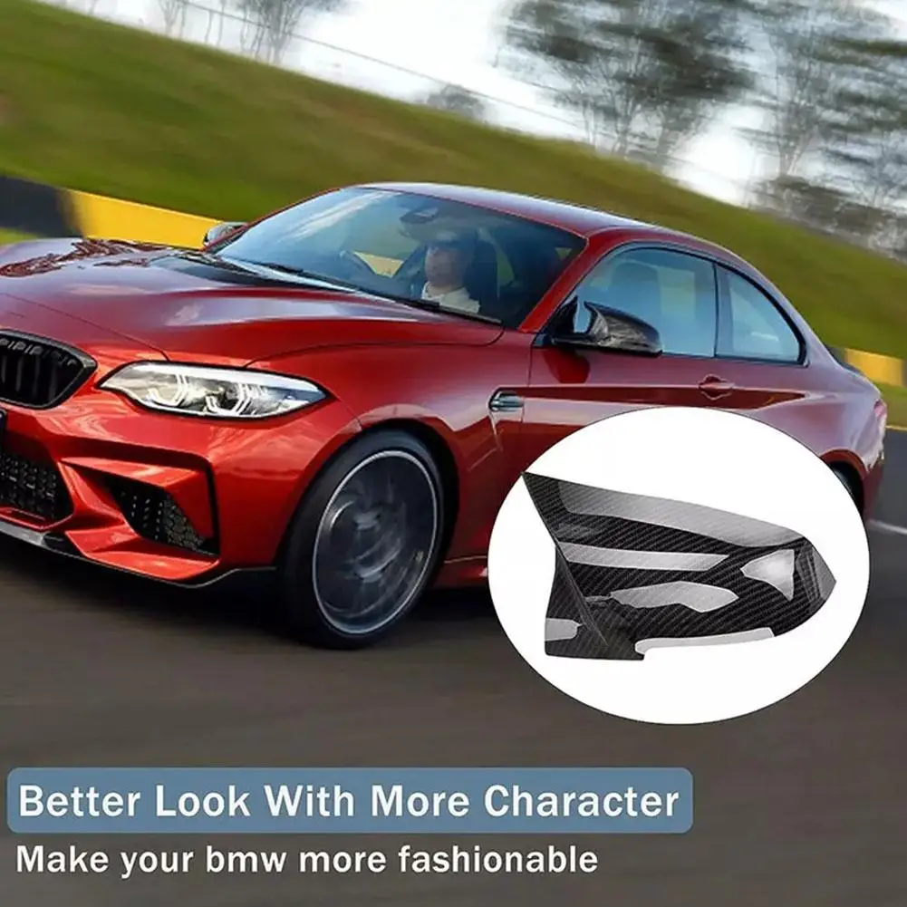 BMW 1234 시리즈 X1/F20 F22 F30 F32 교체 가능 카본 파이버 리어 미러 커버 캡 Q4X9용 좌우 미러 커버 캡 1쌍