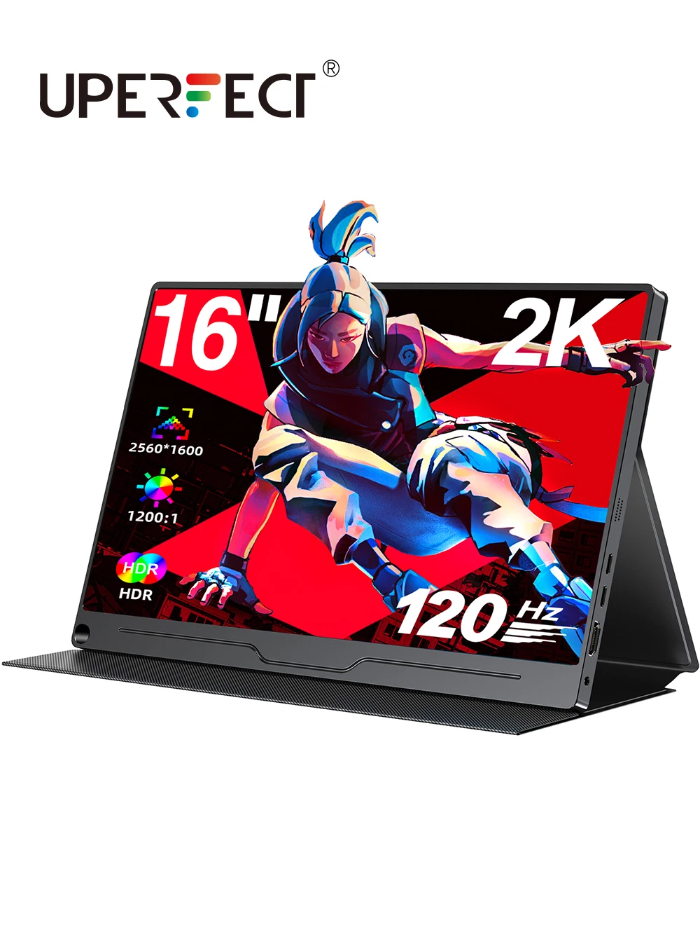 UPERFECT 120Hz Portable Monitor 16" 2560*1600 2.5K IPS PS5 XBOX Gaming Display For Laptop Dual USB C HDMI Computer Extend Screen