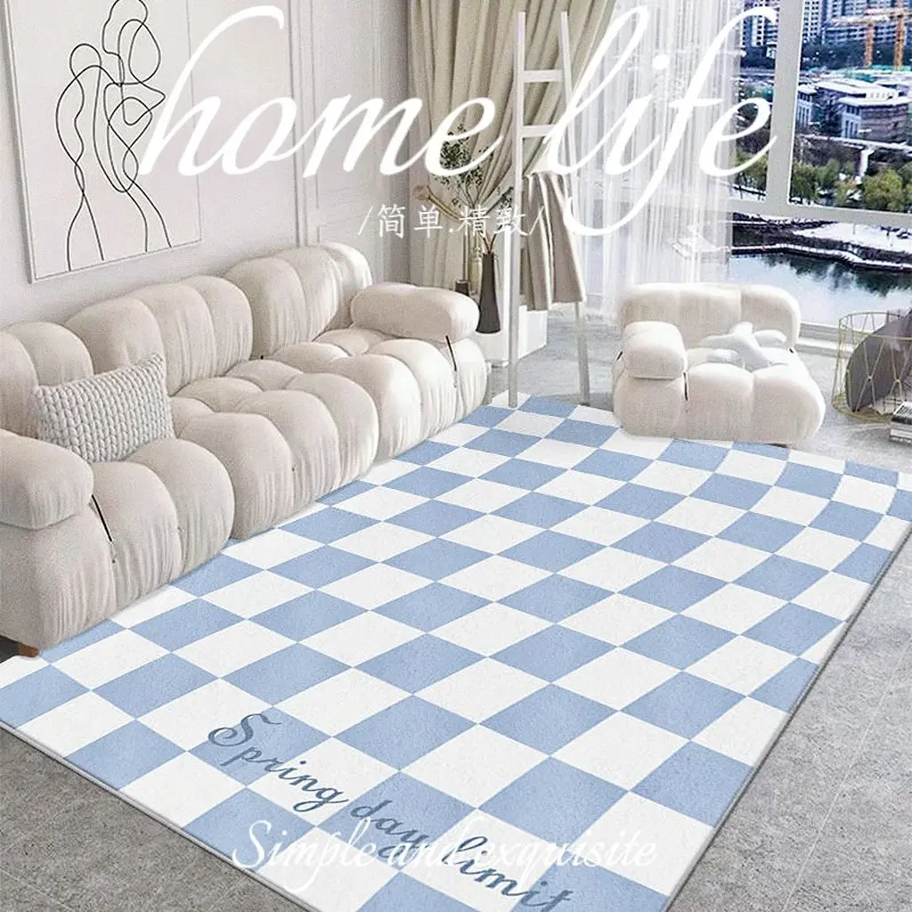 

Checkerboard Living Room Carpet Thickened Large Area Non-slip Rug Home Sofa Coffee Table Rugs Bedroom Study Cloakroom Carpets