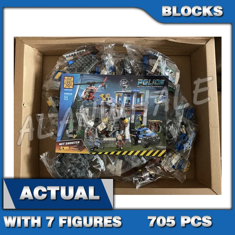 705pcs Urban City Mountain Headquarters Helipad Motocross Bike