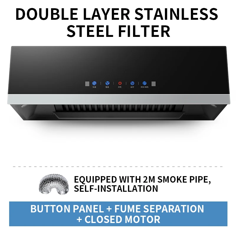 CXW-180-C01 180W Range Hood Home Kitchen Large Suction Small Oil Hat Machine Top Suction New Range Hood 220V 6
