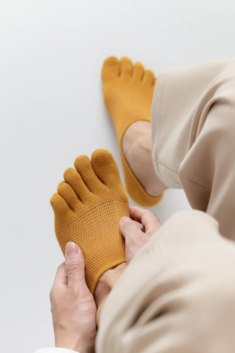 3 Paar Herrenmode offene Zehen schweiß absorbierende Boots socken Baumwolle atmungsaktive unsichtbare Knöchel kurze Socken elastische Mann Fingers ocken – Detail 11