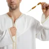 Eid Muslim Men Jubba Thobe Ramadan Robe Arabic Long Sleeves Tassel Islamic Clothing Kaftan Thawb Maxi Dubai Abaya Dresses Abayas