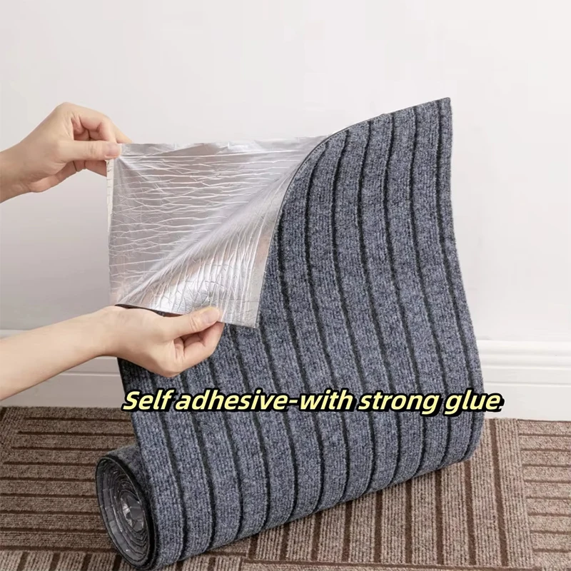 3/4M Solid Color Stripe Carpet Non-Slip Self-Adhesive Floor Tiles Protect Mat Reusable Removable Carpet Kitchen Home Stair Mat 3