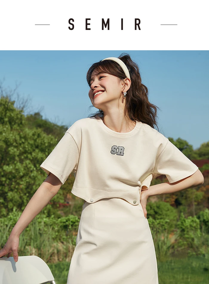 Dress Women Letter T-Shirt Solid Color New Summer Short Suit Two-Piece Set