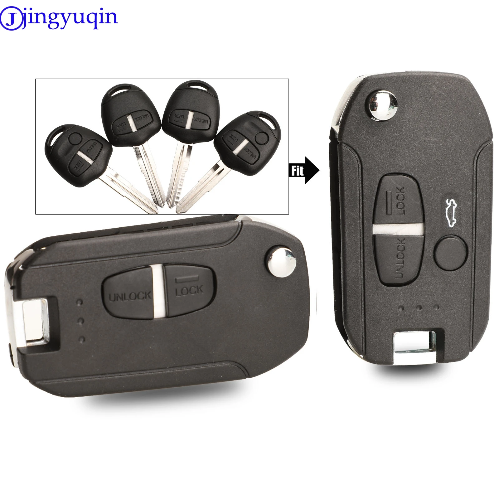 Coque De Clé De Remplacement Pour Mitsubishi - 2 Boutons - Noir - Pour Lancer, Outlander, Pajero, Etc. - Sans électronique