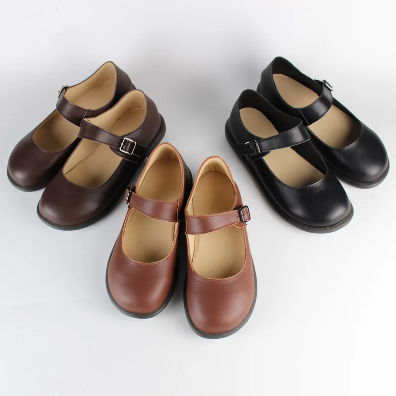 

2023 new spring autumn Women pumps natural leather 22.5-25cm cowhide+pigskin full leather buckle round toe women Mary Jane shoes