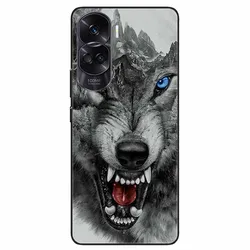 Cover per telefono in TPU con design carino di lupo e leoni - Custodia nera antiurto in silicone morbido