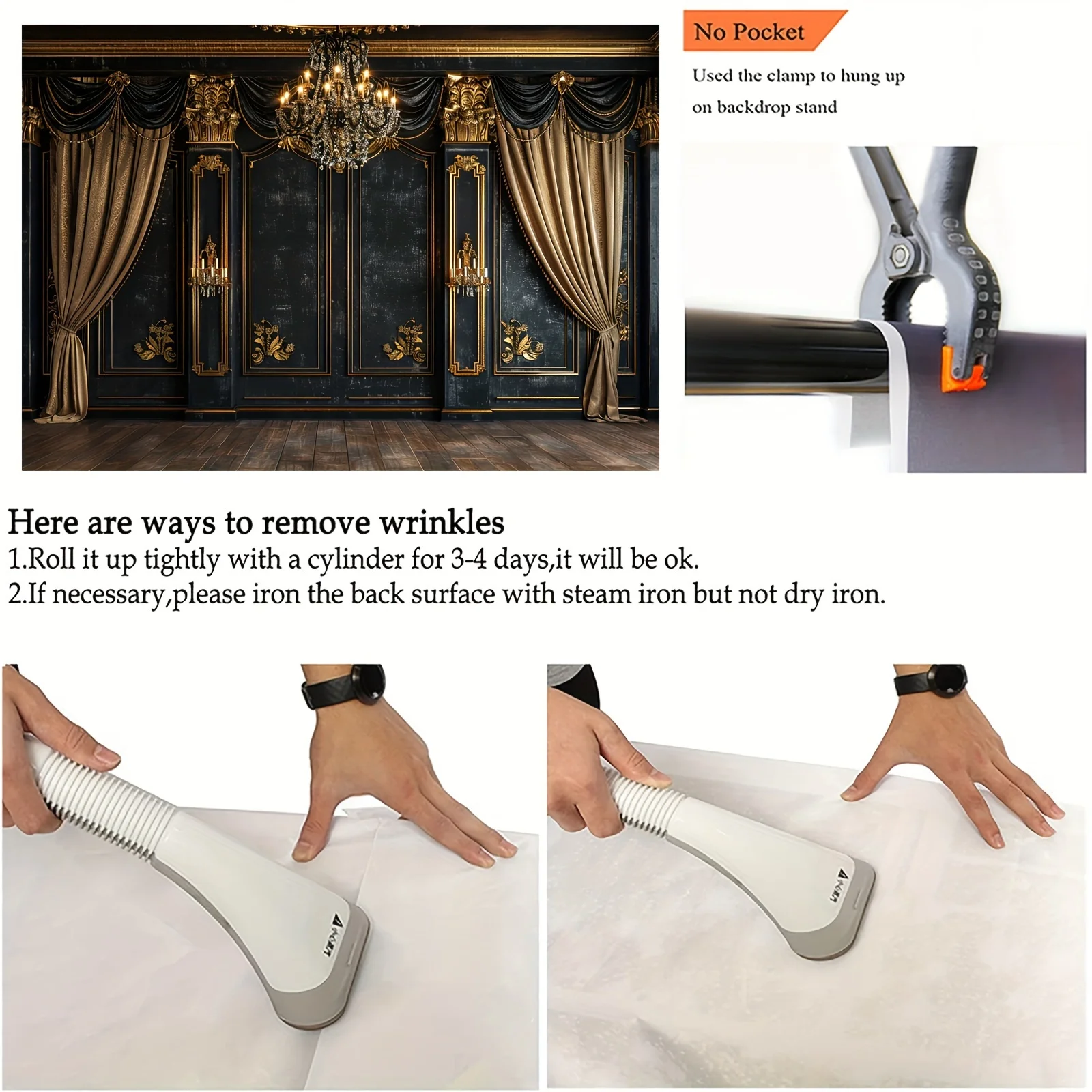 Eleganter goldener Pendelleuchten- und Steinwandhintergrund – multifunktionaler Fotohintergrund, geeignet für Hochzeiten, III – Detail 7