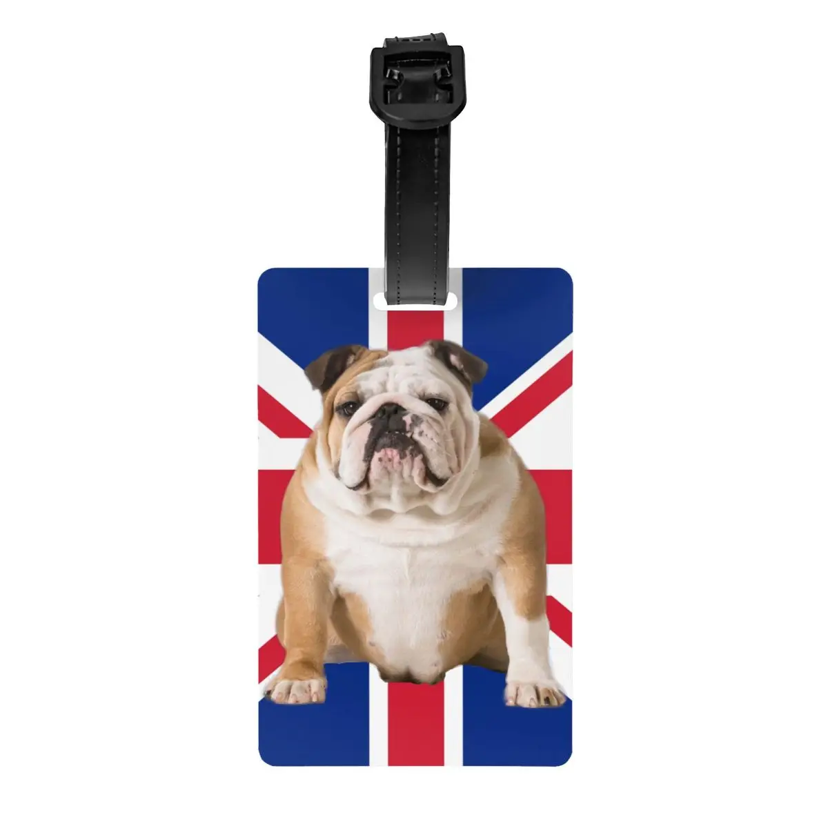 

Union Jack English Bulldog Luggage Tag With Name Card British Flag Patriotic Dog Privacy Cover ID Label for Travel Bag Suitcase