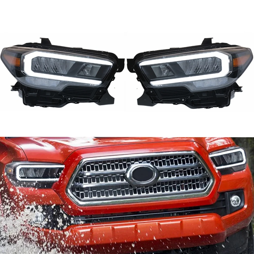 

ROLFES 2x Car Headlight Assembly For TOYOTA Tacoma 2014-2020 LED DRL Sequential Turn Signal Light Lamp Low High Beam Lens