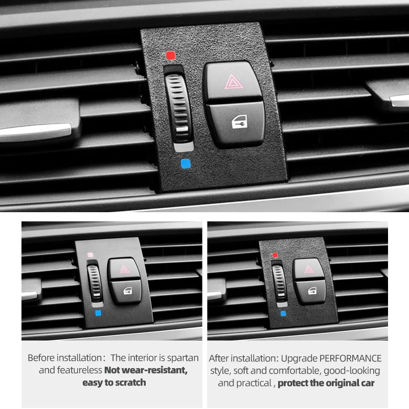 For BMW X3 F25 X4 F26 Alcantara Center Console Emergency Flasher Button Trim Sticker Car Interior Tuning Accessories