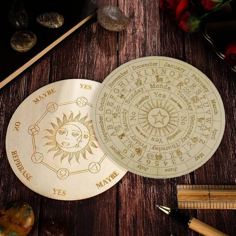Wooden Twelve Constellation Divination Pendulum Board Sign Home Decor Star Sun Moon Altar Message Board Meditation Ornaments For Pendulum Board Wood Wall Art